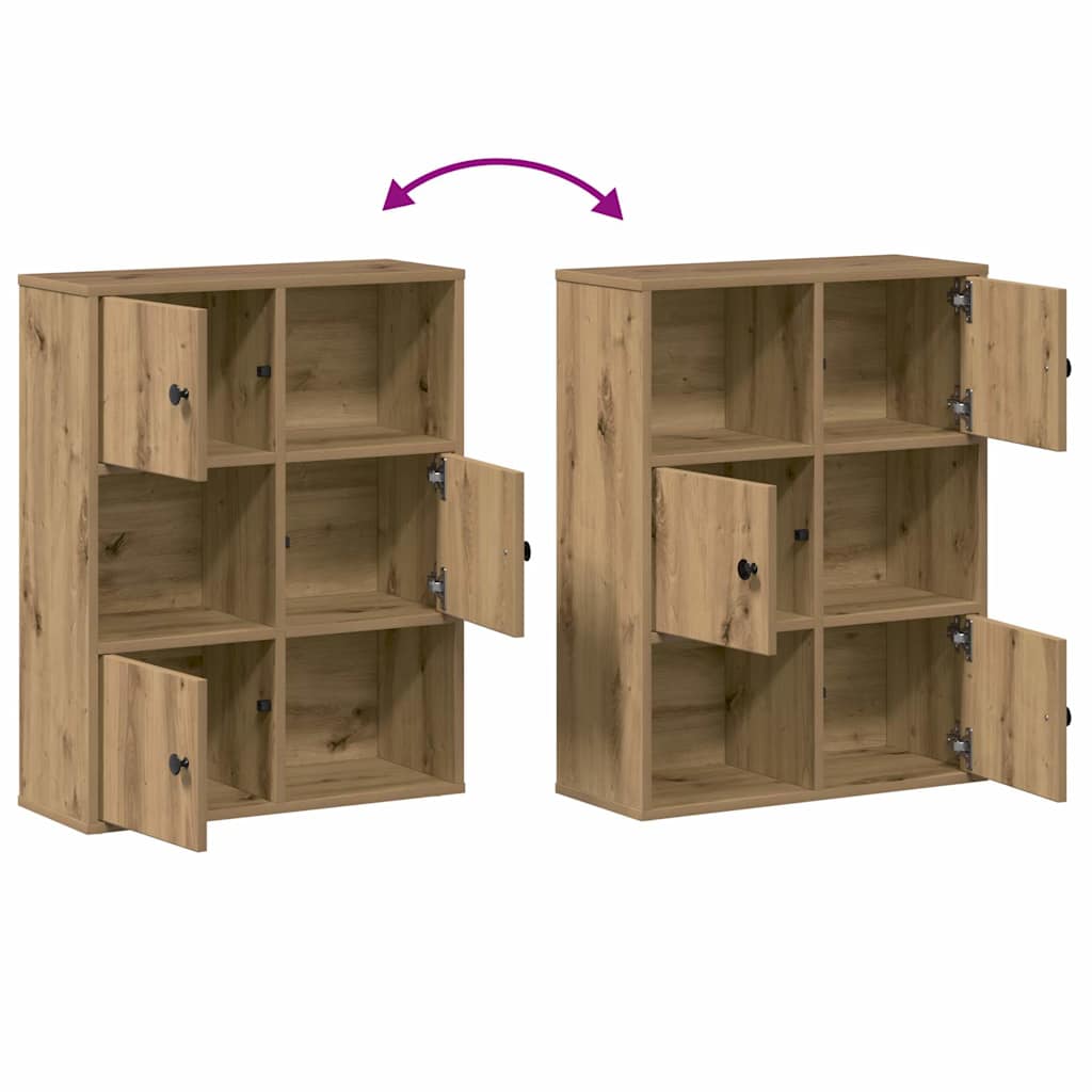 Boekenkast 60x24x76,5 cm bewerkt hout artisanaal eikenkleurig