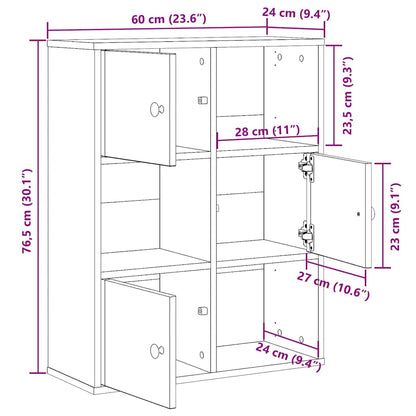 Boekenkast 60x24x76,5 cm bewerkt hout artisanaal eikenkleurig