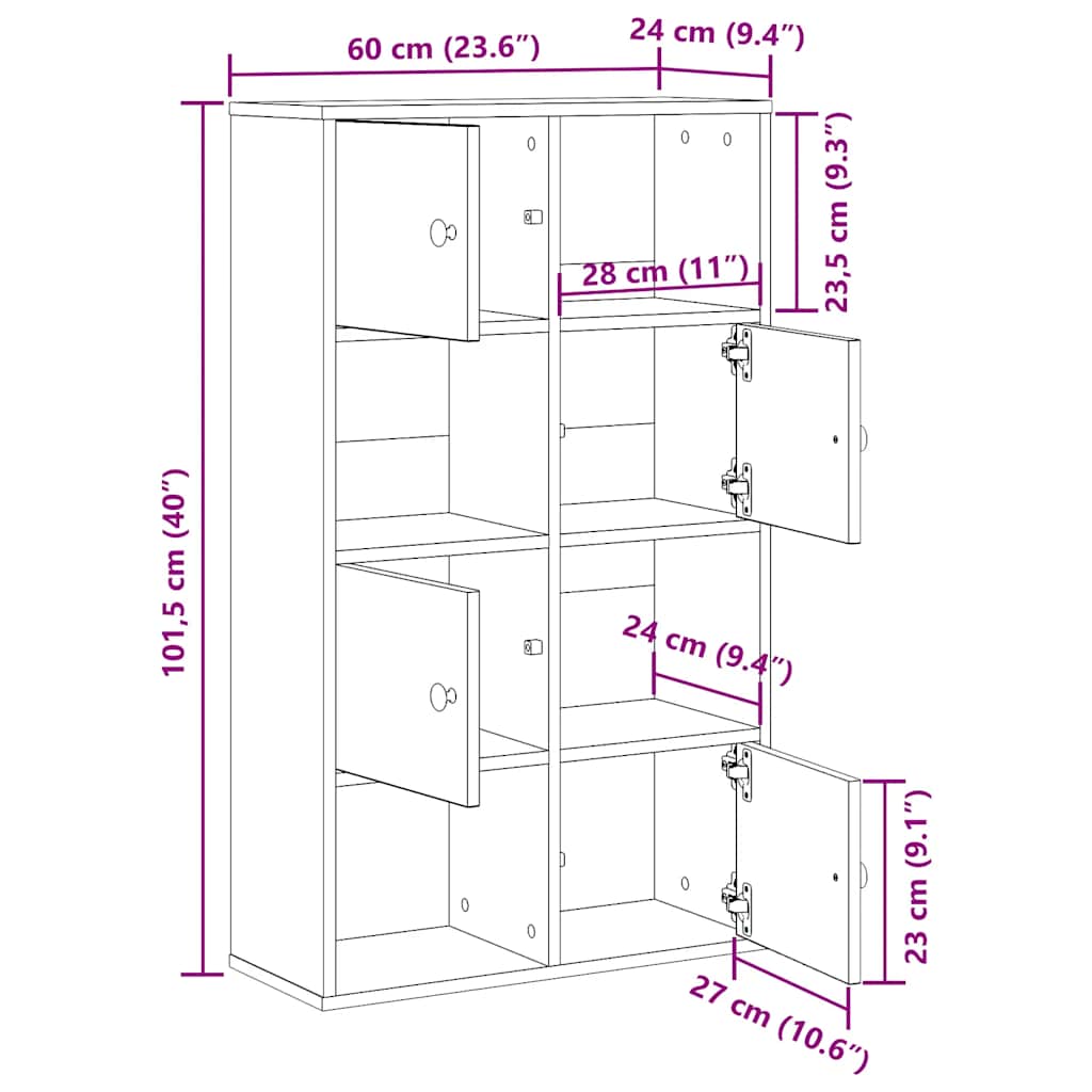 Boekenkast 60x24x101,5 cm bewerkt hout wit