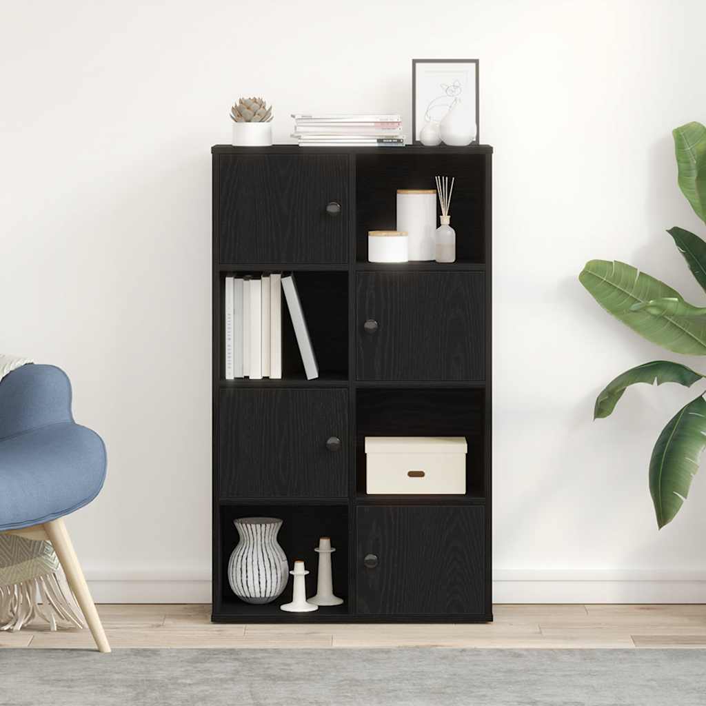 Boekenkast 60x24x101,5 cm bewerkt hout zwart eikenkleurig