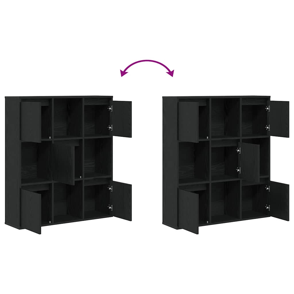 Boekenkast 89x24x101,5 cm bewerkt hout zwart eikenkleurig
