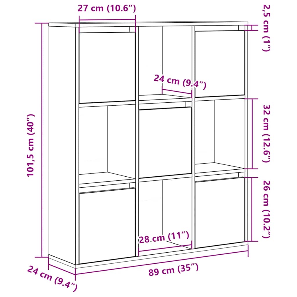 Boekenkast 89x24x101,5 cm bewerkt hout betongrijs