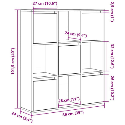 Boekenkast 89x24x101,5 cm bewerkt hout grijs sonoma eikenkleur