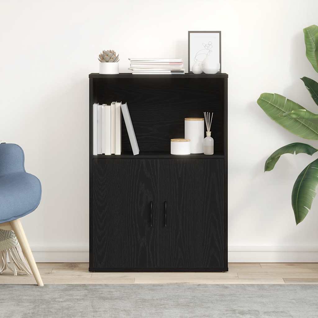 Boekenkast 60x24x85 cm bewerkt hout zwart eikenkleurig