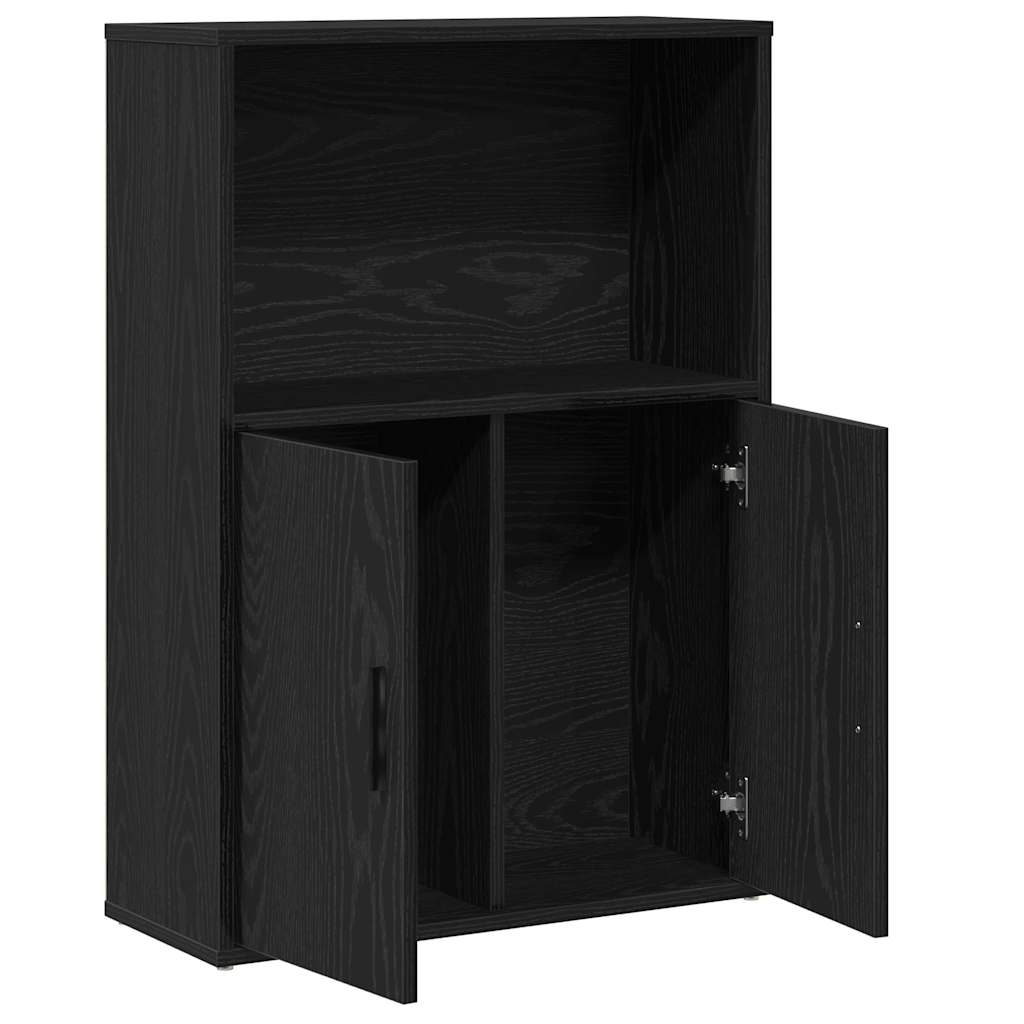 Boekenkast 60x24x85 cm bewerkt hout zwart eikenkleurig