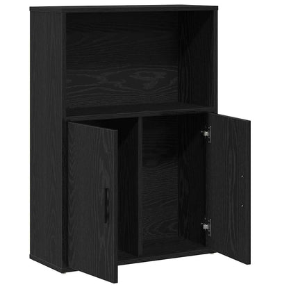 Boekenkast 60x24x85 cm bewerkt hout zwart eikenkleurig