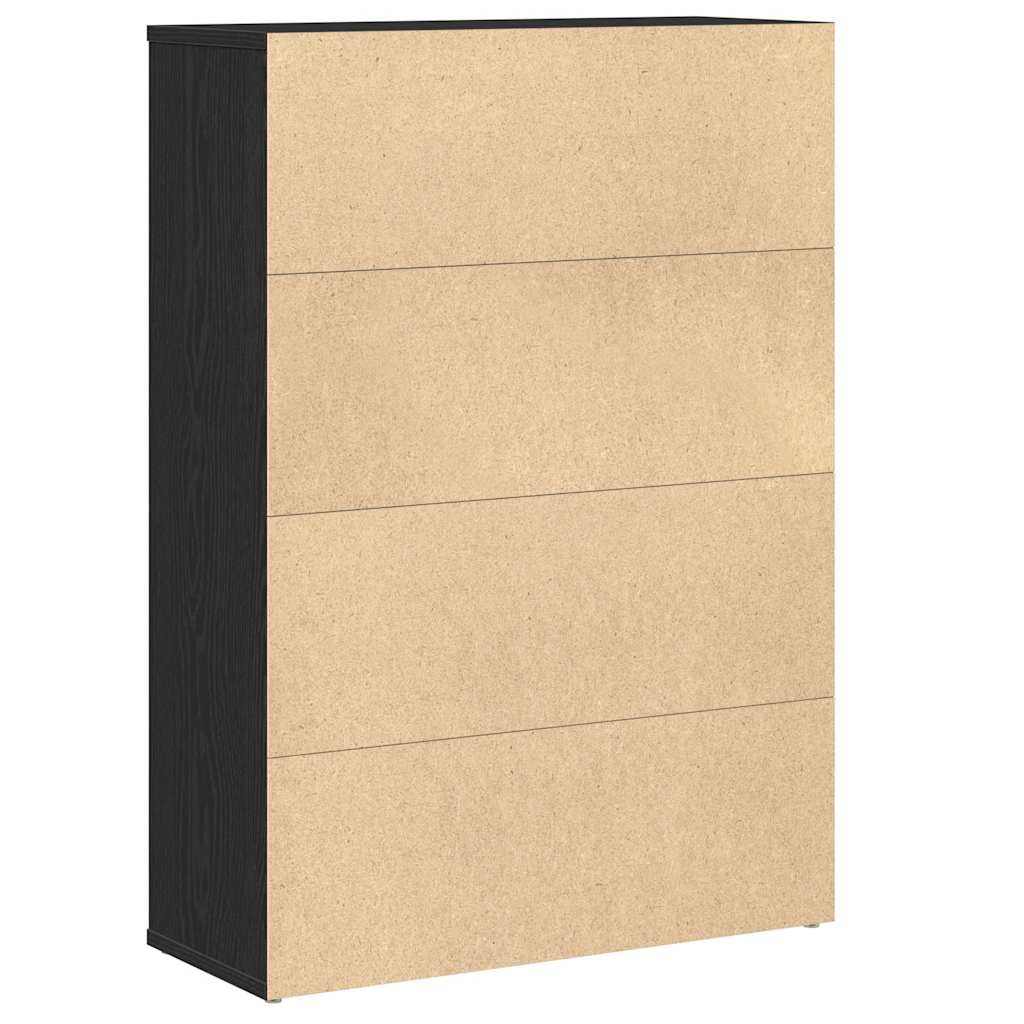 Boekenkast 60x24x85 cm bewerkt hout zwart eikenkleurig