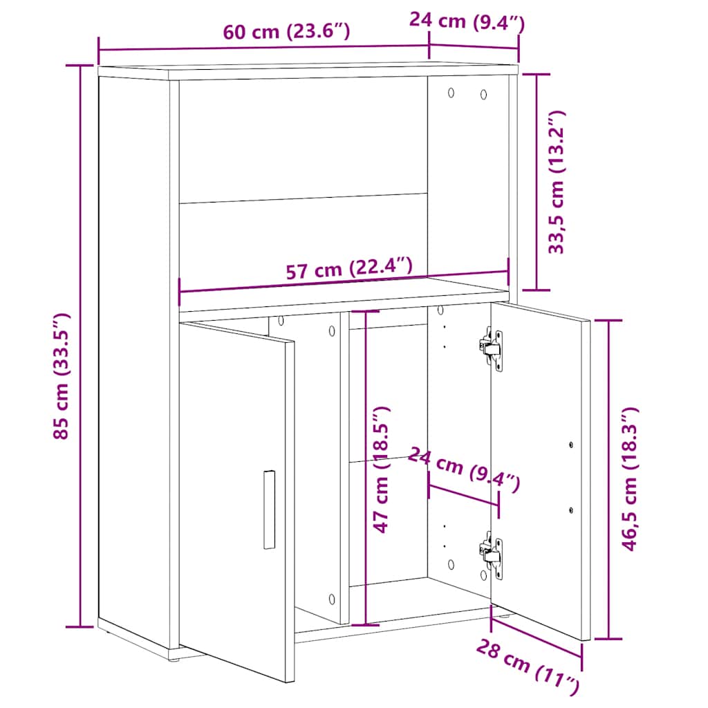 Boekenkast 60x24x85 cm bewerkt hout zwart eikenkleurig