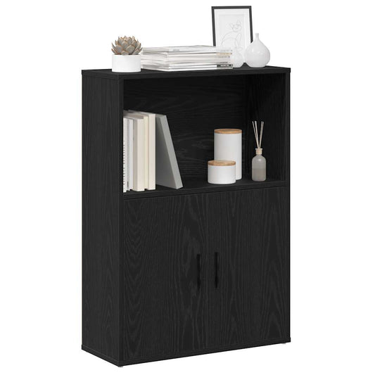 Boekenkast 60x24x85 cm bewerkt hout zwart eikenkleurig
