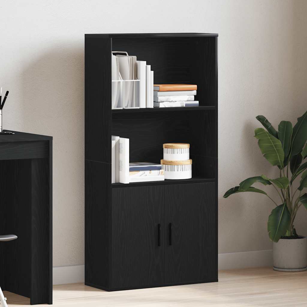 Boekenkast 60x24x120 cm bewerkt hout zwart eikenkleurig