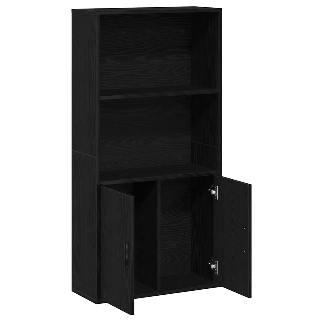 Boekenkast 60x24x120 cm bewerkt hout zwart eikenkleurig