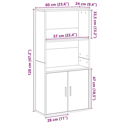 Boekenkast 60x24x120 cm bewerkt hout zwart eikenkleurig