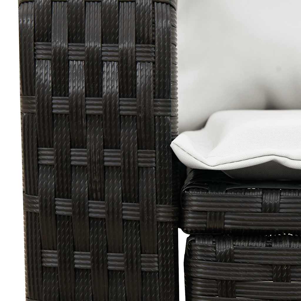 Tuinschommelstoel met kussens poly rattan zwart