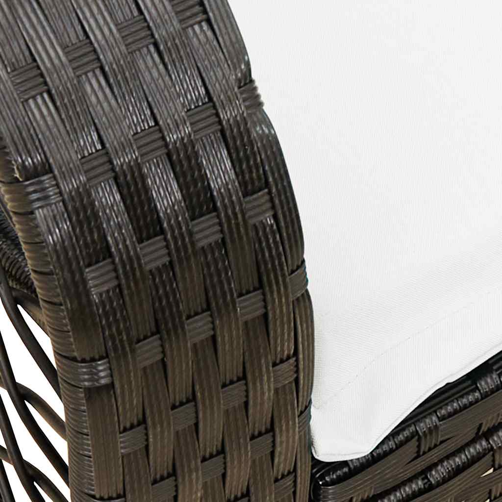 Tuinschommelstoel met kussens poly rattan zwart