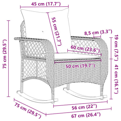 Tuinschommelstoel met kussens poly rattan zwart