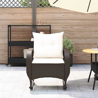 Tuinschommelstoel met kussens poly rattan bruin