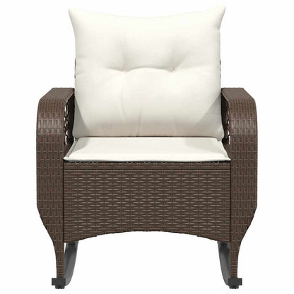 Tuinschommelstoel met kussens poly rattan bruin