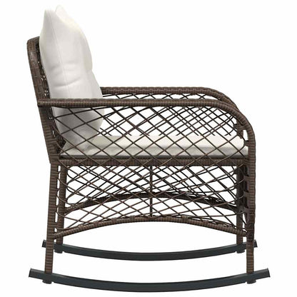 Tuinschommelstoel met kussens poly rattan bruin