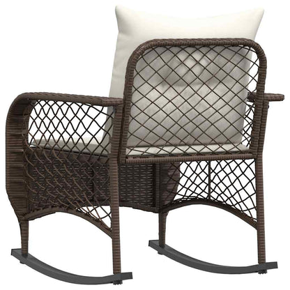Tuinschommelstoel met kussens poly rattan bruin
