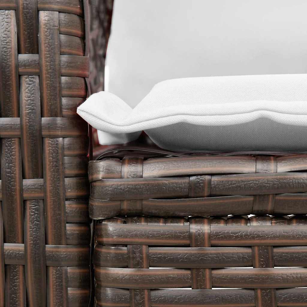 Tuinschommelstoel met kussens poly rattan bruin