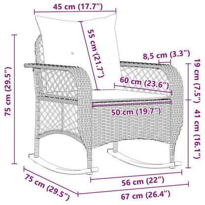 Tuinschommelstoel met kussens poly rattan bruin