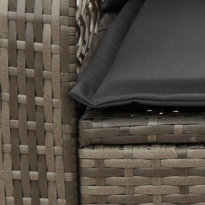 Tuinschommelstoel met kussens poly rattan grijs
