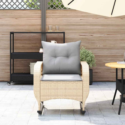 Tuinschommelstoel met kussens poly rattan beige