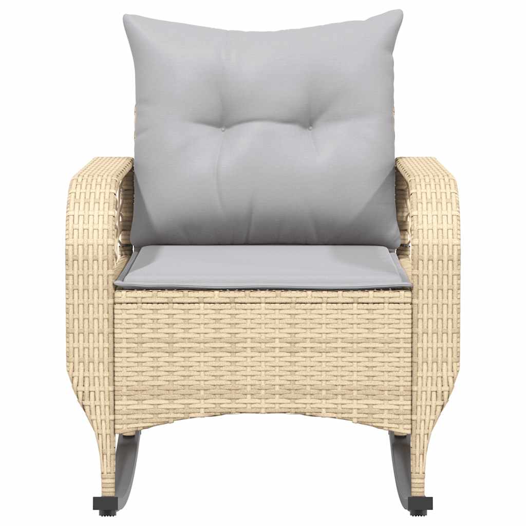 Tuinschommelstoel met kussens poly rattan beige
