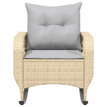 Tuinschommelstoel met kussens poly rattan beige