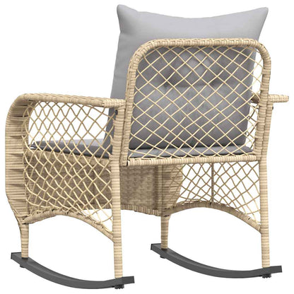 Tuinschommelstoel met kussens poly rattan beige