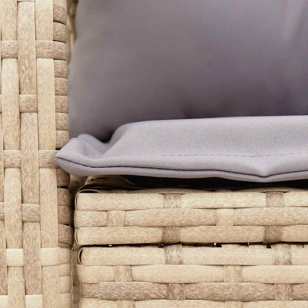 Tuinschommelstoel met kussens poly rattan beige