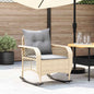 Tuinschommelstoel met kussens poly rattan beige