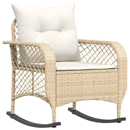 Tuinschommelstoel met kussens poly rattan beige