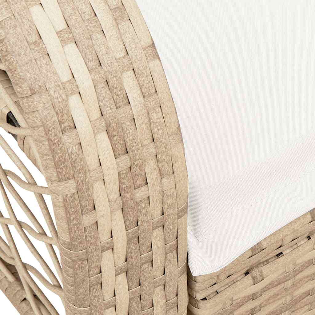 Tuinschommelstoel met kussens poly rattan beige