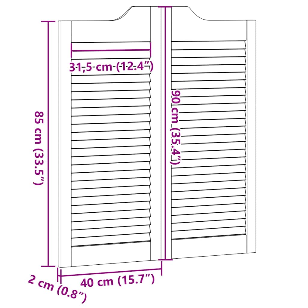 Draaideuren louvredesign 1-paar 90x80 cm massief grenenhout