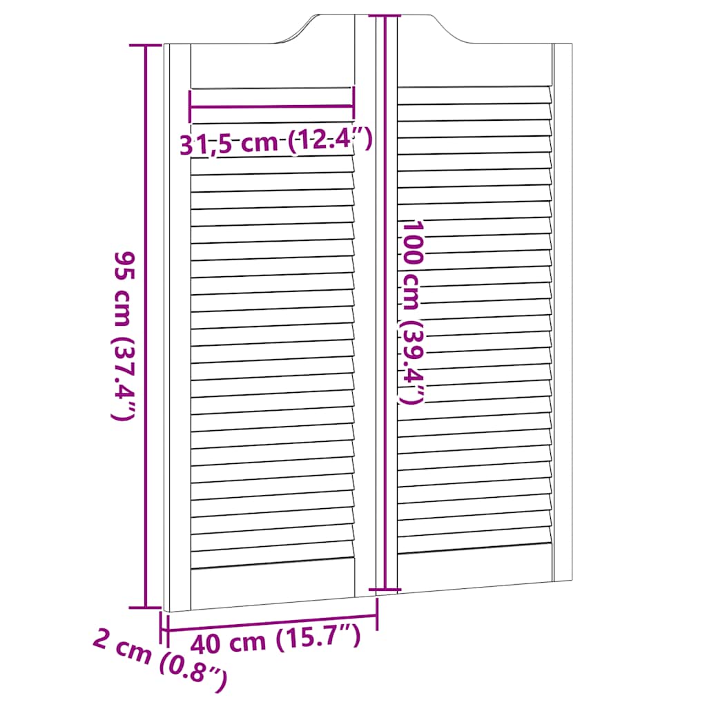 Draaideuren louvredesign 1-paar 100x80 cm massief grenenhout