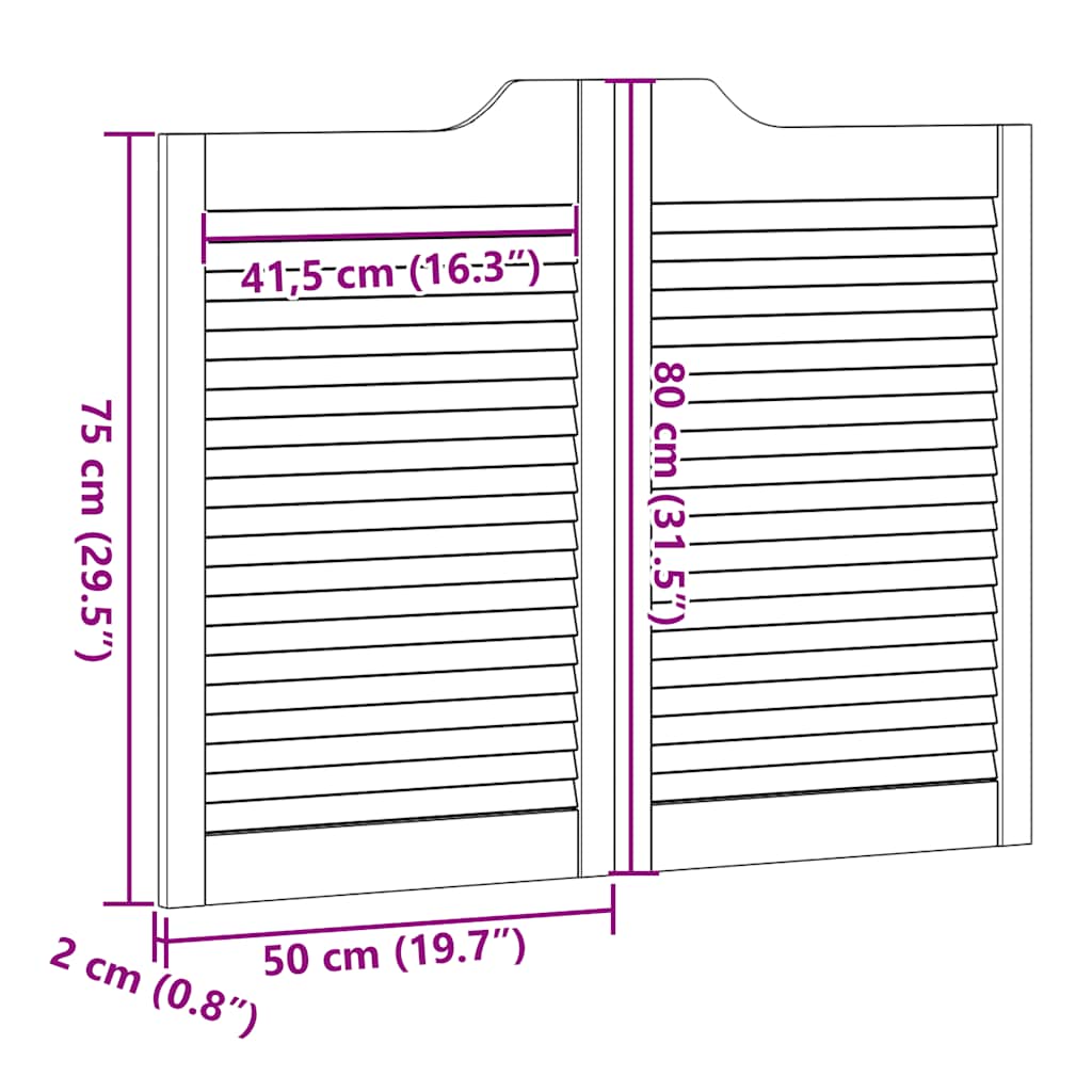 Draaideuren louvredesign 1-paar 80x100 cm massief grenenhout
