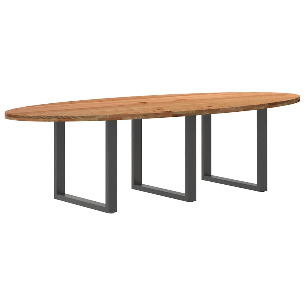 Eettafel 280x120x74 cm ovaal massief eikenhout lichtbruin