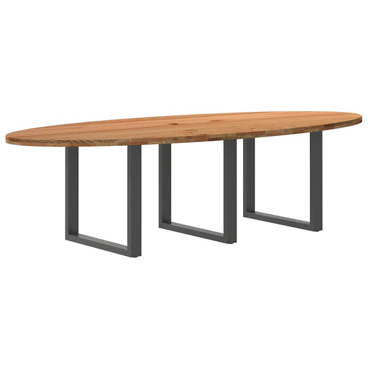 Eettafel 280x120x74 cm ovaal massief eikenhout lichtbruin