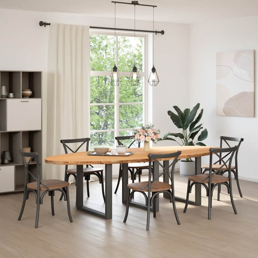 Eettafel 280x120x74 cm ovaal massief eikenhout lichtbruin