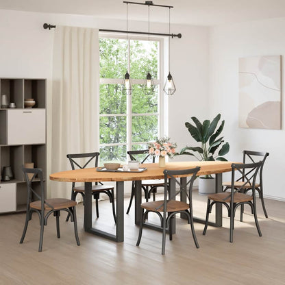 Eettafel 280x120x74 cm ovaal massief eikenhout lichtbruin