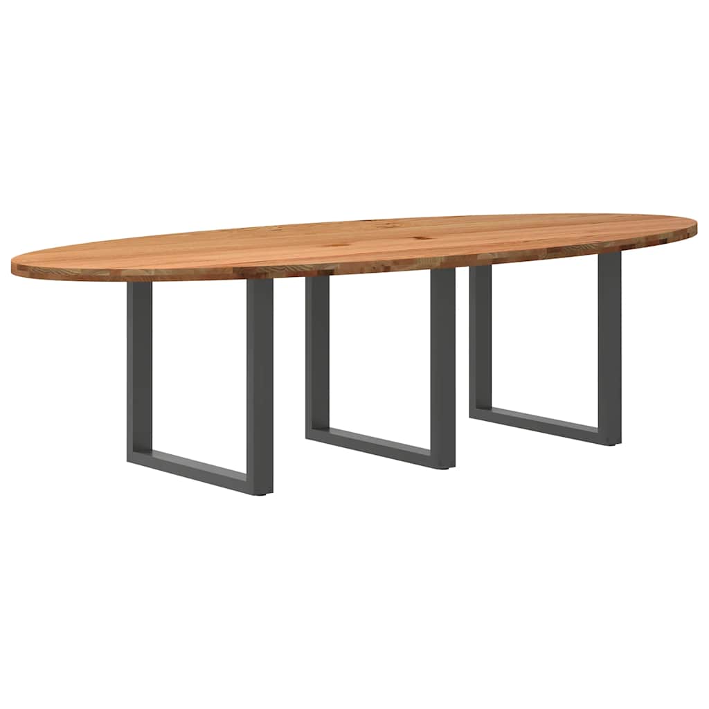 Eettafel 280x120x74 cm ovaal massief eikenhout lichtbruin