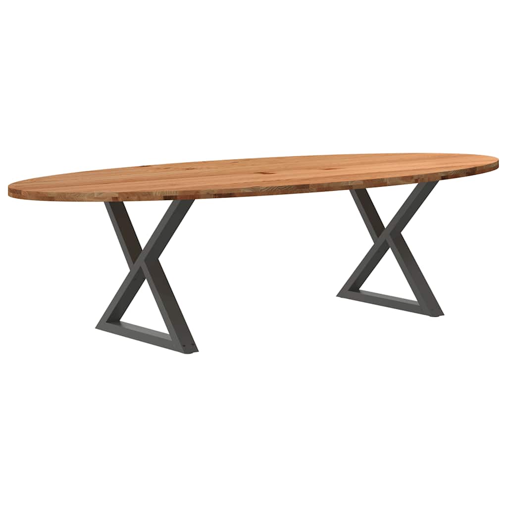 Eettafel 280x120x74 cm ovaal massief eikenhout lichtbruin