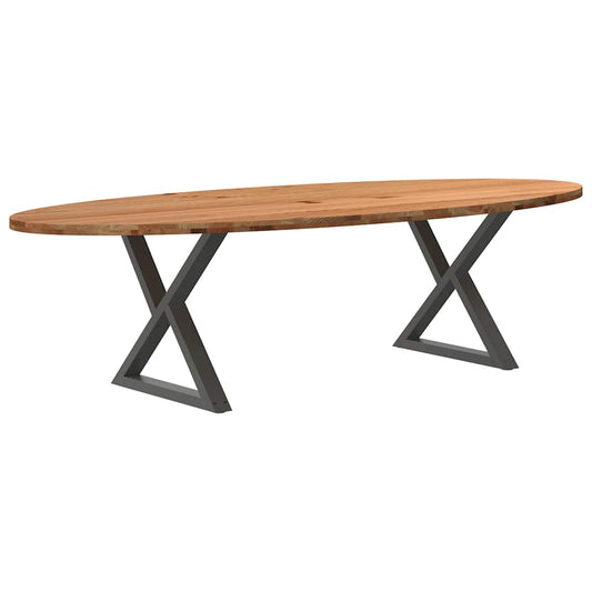 Eettafel 280x120x74 cm ovaal massief eikenhout lichtbruin