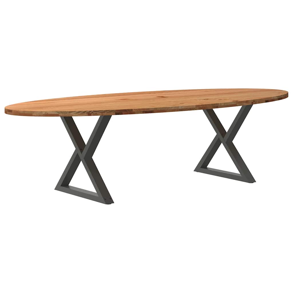 Eettafel 280x120x74 cm ovaal massief eikenhout lichtbruin