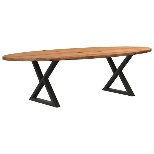 Eettafel 280x120x74 cm ovaal massief eikenhout lichtbruin