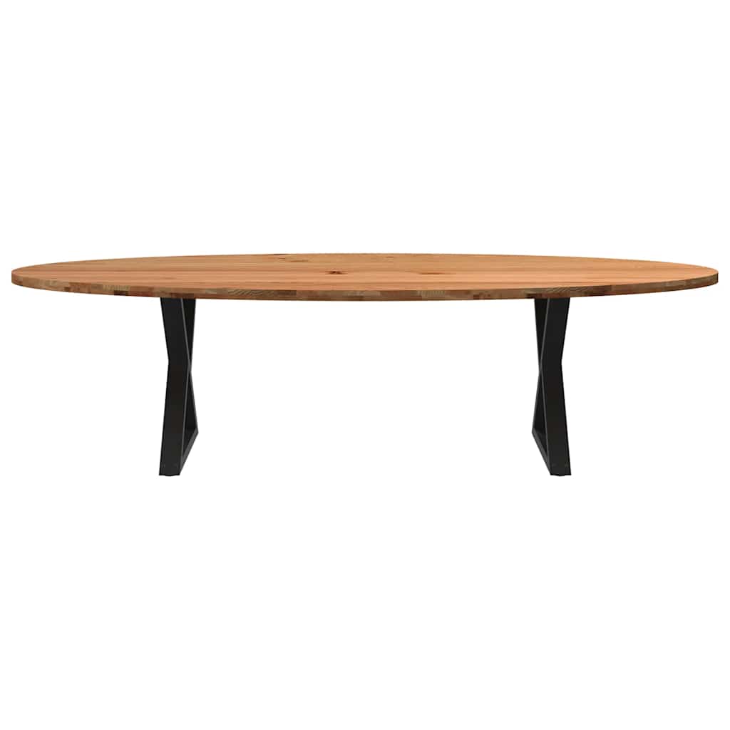 Eettafel 280x120x74 cm ovaal massief eikenhout lichtbruin
