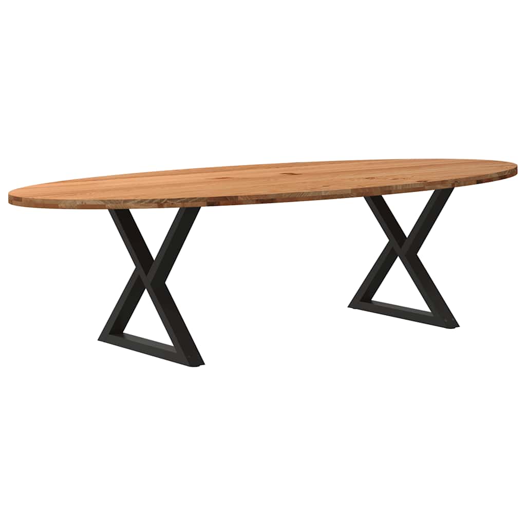 Eettafel 280x120x74 cm ovaal massief eikenhout lichtbruin