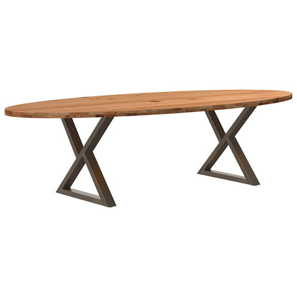 Eettafel 280x120x74 cm ovaal massief eikenhout lichtbruin