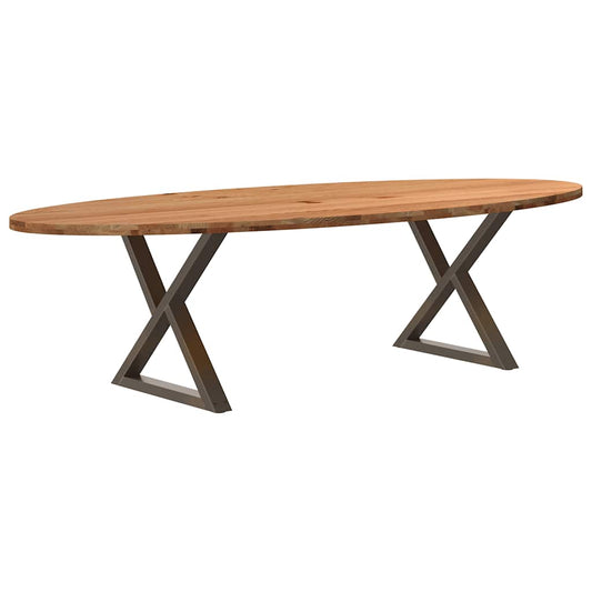 Eettafel 280x120x74 cm ovaal massief eikenhout lichtbruin